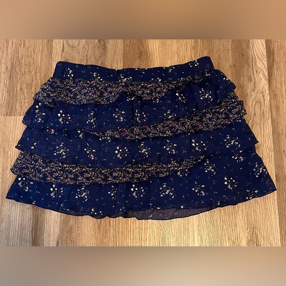 Women's Old Navy Blue Foral Tiered Ruffled Skirt